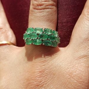 💕EMERALD & WHITE ZIRCON RING 925